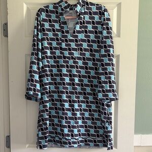 Jude Connally Blue & Navy Geometric Shift Dress